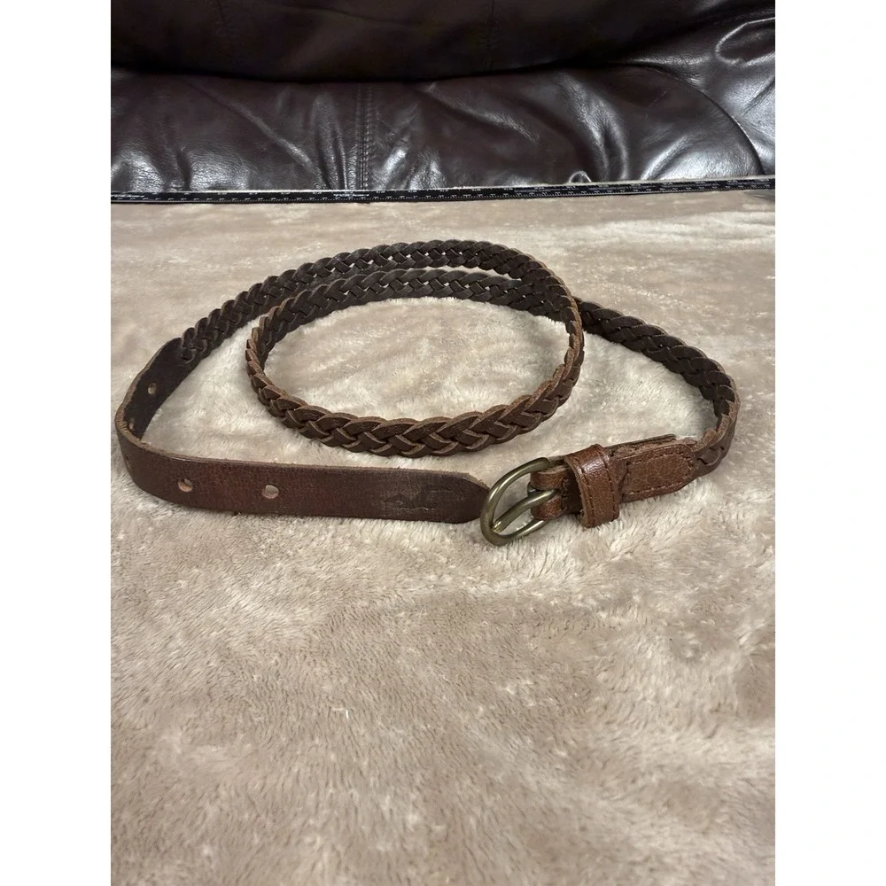 Y2K Braided Leather Holister Belt Women's L 35-37 Braided Gently Worn Brown